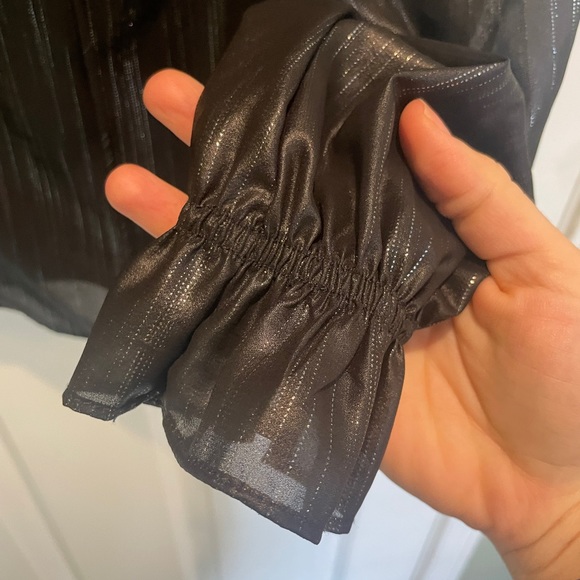 Anthropologie Current Air BLACK Metallic Blouse Size S - Picture 7 of 9